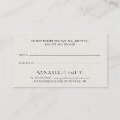 Carte De Référencement Élégant Script Minimaliste Beige Moderne Simple (Dos)