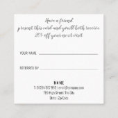 Carte De Référencement Élégant script noir et blanc affaires (Dos)