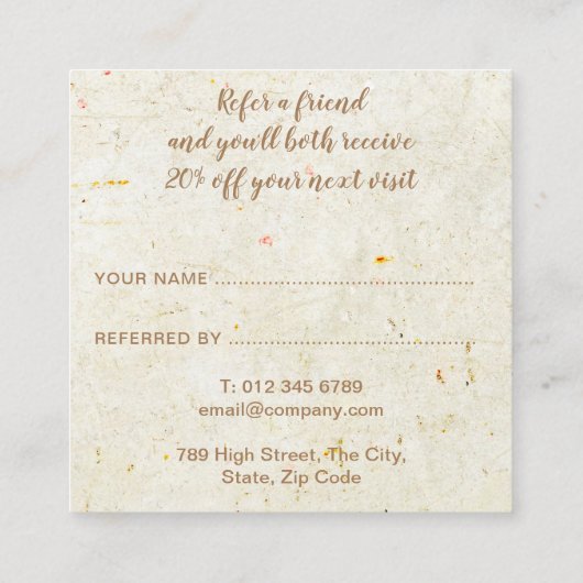 Carte De Référencement Élégant script rustique antique (Dos)