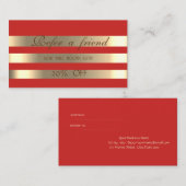 Carte De Référencement Elégant Shiny, Rouge, Gold Striped Reference Card (Devant / Derrière)