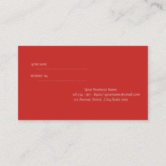 Carte De Référencement Elégant Shiny, Rouge, Gold Striped Reference Card (Dos)