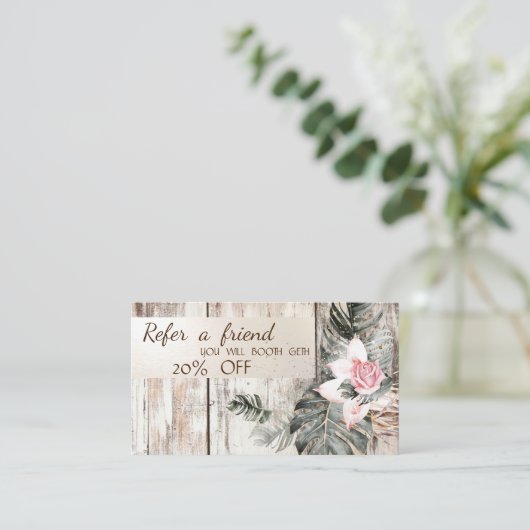 Carte De Référencement Élégant, Texture bois, Grille, Roses de congé de p (Debout devant)