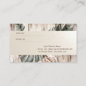 Carte De Référencement Élégant, Texture de bois, Rayures, Roses de feuill (Dos)