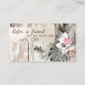 Carte De Référencement Élégant, Texture de bois, Rayures, Roses de feuill (Devant)