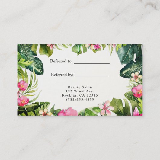 Carte De Référencement Elégant Tropics Green Feuilles Floral recommander  (Dos)