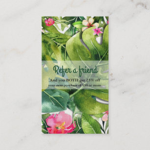 Carte De Référencement Elégant Tropics Green Feuilles Floral recommander 