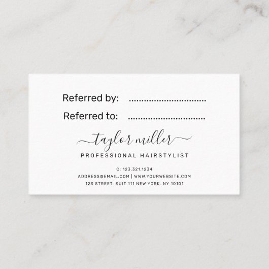 Carte De Référencement Elégante coiffeuse élégante rose de ciseaux d'or (Dos)