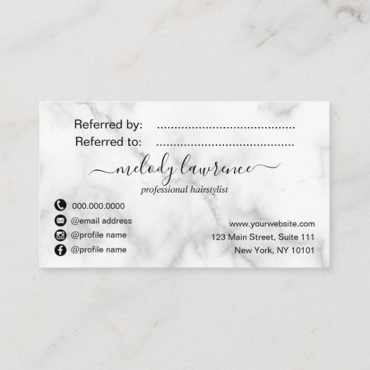 Carte De Référencement Elégante coiffeuse rose en cuivre (Dos)