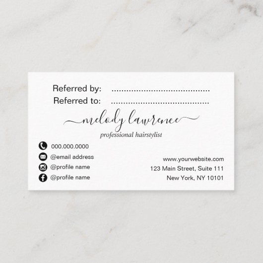 Carte De Référencement Elégante coiffeuse rose en cuivre (Dos)