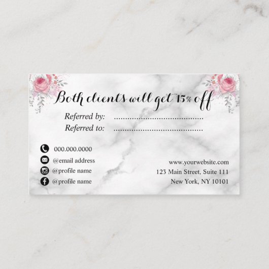 Carte De Référencement Elégante coiffeuse rose en cuivre (Dos)