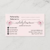 Carte De Référencement Elégante coiffeuse rose en cuivre (Dos)