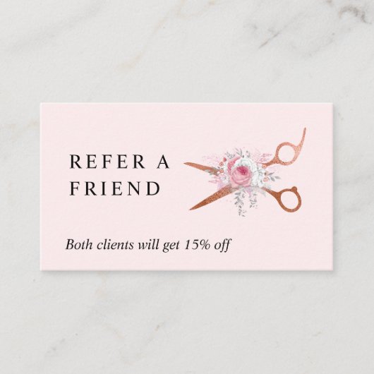 Carte De Référencement Elégante coiffeuse rose en cuivre (Devant)