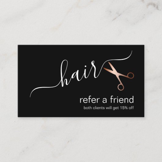 Carte De Référencement Elégante coupe-cheveux rose d'or (Devant)