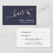 Carte De Référencement Elégante coupe-cheveux rose d'or (Devant / Derrière)