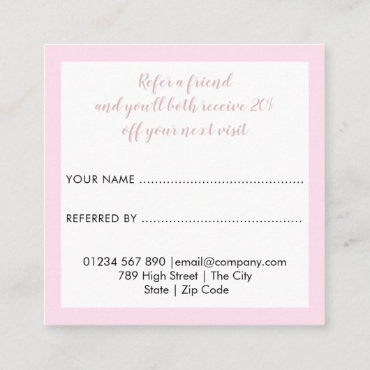 Carte De Référencement Élégante florale rose (Dos)