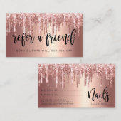 Carte De Référencement Élégante parties scintillant en or rose en cuivre  (Devant / Derrière)