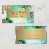 Carte De Référencement Elégante Parties scintillant or, Frame Green Marbl (Devant / Derrière)