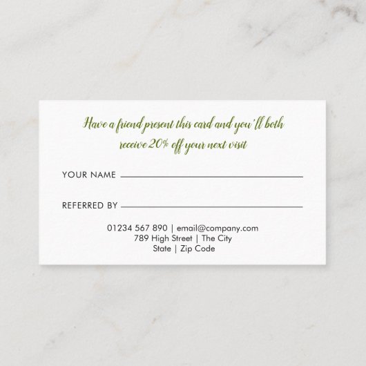 Carte De Référencement Élégante végétation de citrons (Dos)