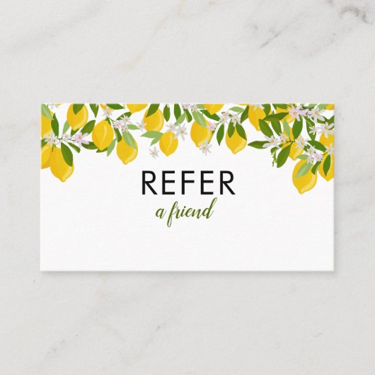 Carte De Référencement Élégante verdure de citrons (Devant)