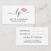 Carte De Référencement Élégantes lèvres roses manuscrites calligraphie de (Devant / Derrière)