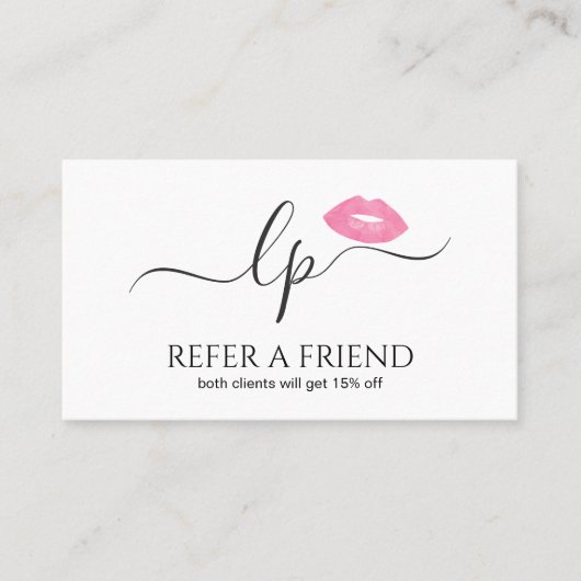 Carte De Référencement Élégantes lèvres roses manuscrites calligraphie de (Devant)