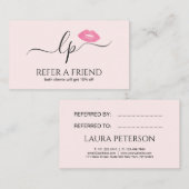 Carte De Référencement Élégantes lèvres roses manuscrites calligraphie de (Devant / Derrière)