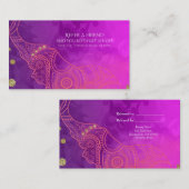Carte De Référencement Elephant violet rose orange & or recommander un am (Devant / Derrière)