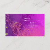 Carte De Référencement Elephant violet rose orange & or recommander un am (Dos)