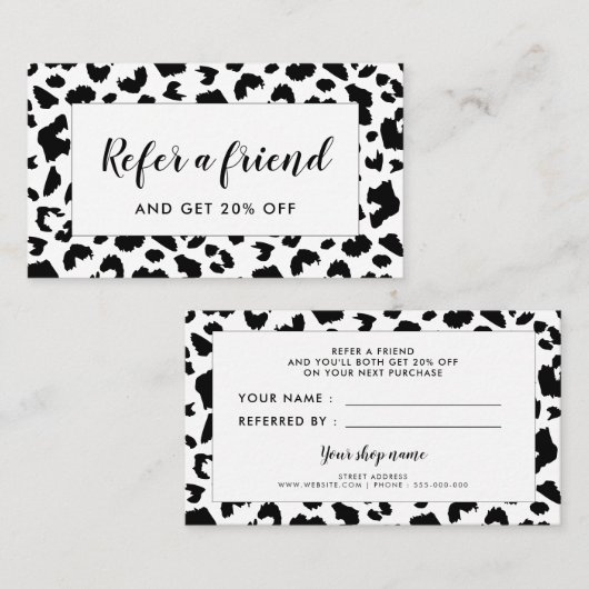 Carte De Référencement Empreinte de léopard personnalisable (Devant / Derrière)