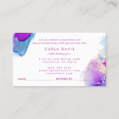 Carte De Référencement Encre à alcool aquarelle élégante violette et bleu (Dos)