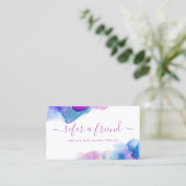 Carte De Référencement Encre à alcool aquarelle élégante violette et bleu (Debout devant)