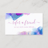 Carte De Référencement Encre à alcool aquarelle élégante violette et bleu (Devant)