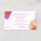 Carte De Référencement Encre Alcool Aquarelle Élégante Rose Et Orange (Dos)