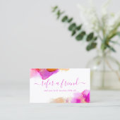 Carte De Référencement Encre Alcool Aquarelle Élégante Rose Et Orange (Debout devant)