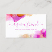 Carte De Référencement Encre Alcool Aquarelle Élégante Rose Et Orange (Devant)