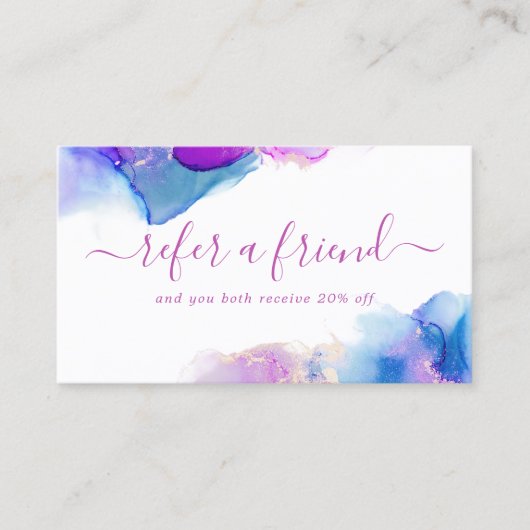 Carte De Référencement Encre D'Alcool D'Aquarelle Violet Et Bleu Élégant (Devant)