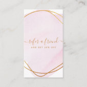 Carte De Référencement Entreprise Cercle Or Aquarelle Rose Blush Script (Devant)