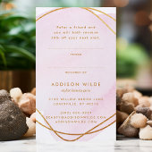 Carte De Référencement Entreprise Cercle Or Aquarelle Rose Blush Script
