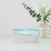 Carte De Référencement Étoile de mer blanche de plage Été élégant Référez (Debout devant)