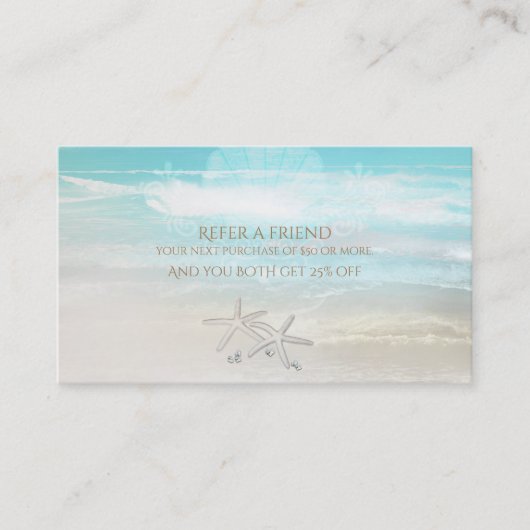 Carte De Référencement Étoile de mer blanche de plage Été élégant Référez (Devant)