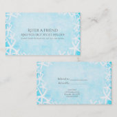 Carte De Référencement Étoile de mer peinte bleue aqua Plage Parrainer un (Devant / Derrière)