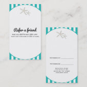 Carte De Référencement Étoile de mer sarcelle turquoise rayée Parrainez u (Devant / Derrière)