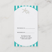 Carte De Référencement Étoile de mer sarcelle turquoise rayée Parrainez u (Dos)