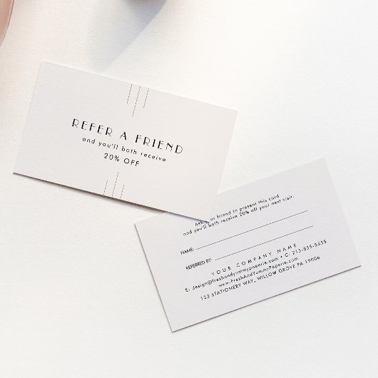 Carte De Référencement EVERLY Art Déco Ivoire Or Noir Réferer un ami