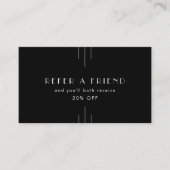 Carte De Référencement EVERLY Art Déco Noir Réferer un ami (Devant)