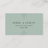 Carte De Référencement EVERLY Art Deco Sage Green Modern Refer A Friend (Devant)
