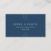 Carte De Référencement EVERLY Classic Art Deco Navy Blue Refer A Friend (Devant)