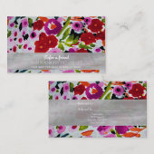 Carte De Référencement Explosion de couleur vive Fleurs aquarelles encrée (Devant / Derrière)