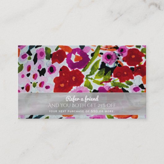 Carte De Référencement Explosion de couleur vive Fleurs aquarelles encrée (Devant)
