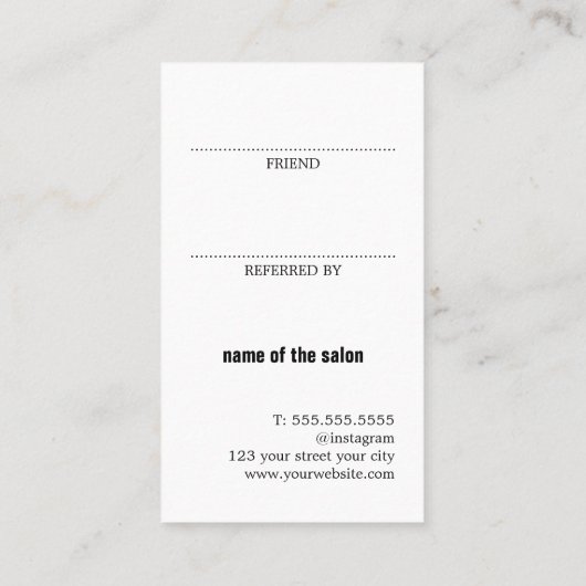 Carte De Référencement Faux moderne Silver Black White Heart Bold Salon (Dos)